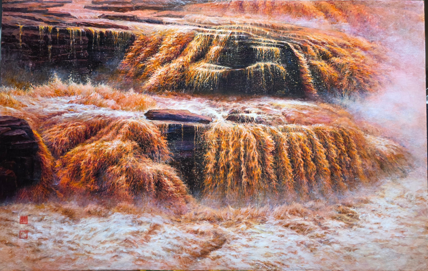 후커우 폭포,  110x70cm. 아크릴 물감.jpg
