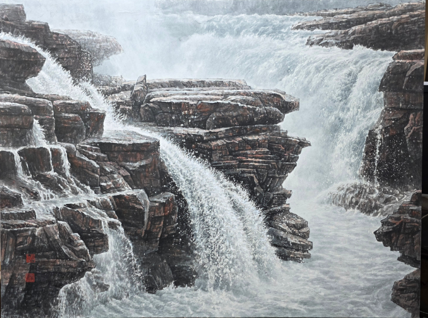 후커우 폭포,85x64cm. 수묵담채화.jpg